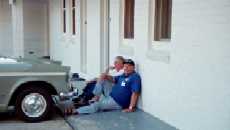 Ian and Greg check out the Gazelle's front suspension?